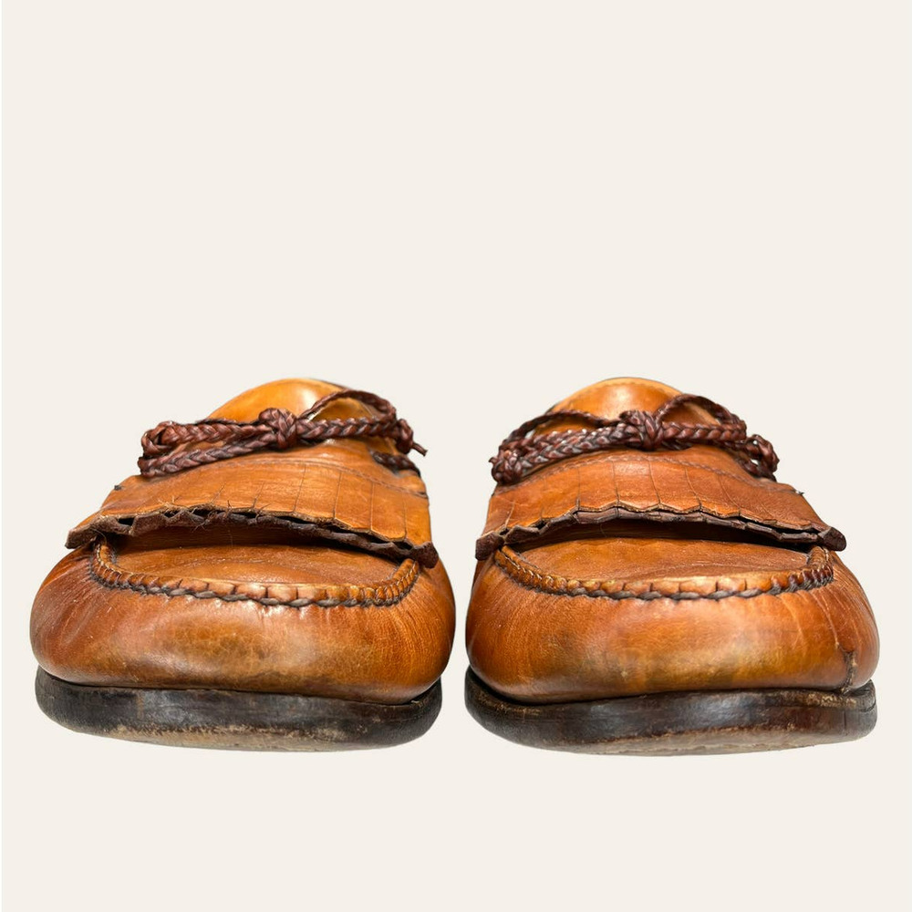 Allen Edmonds Tan Brown Leather Kiltie Tassel Loafers - Picture 6 of 9